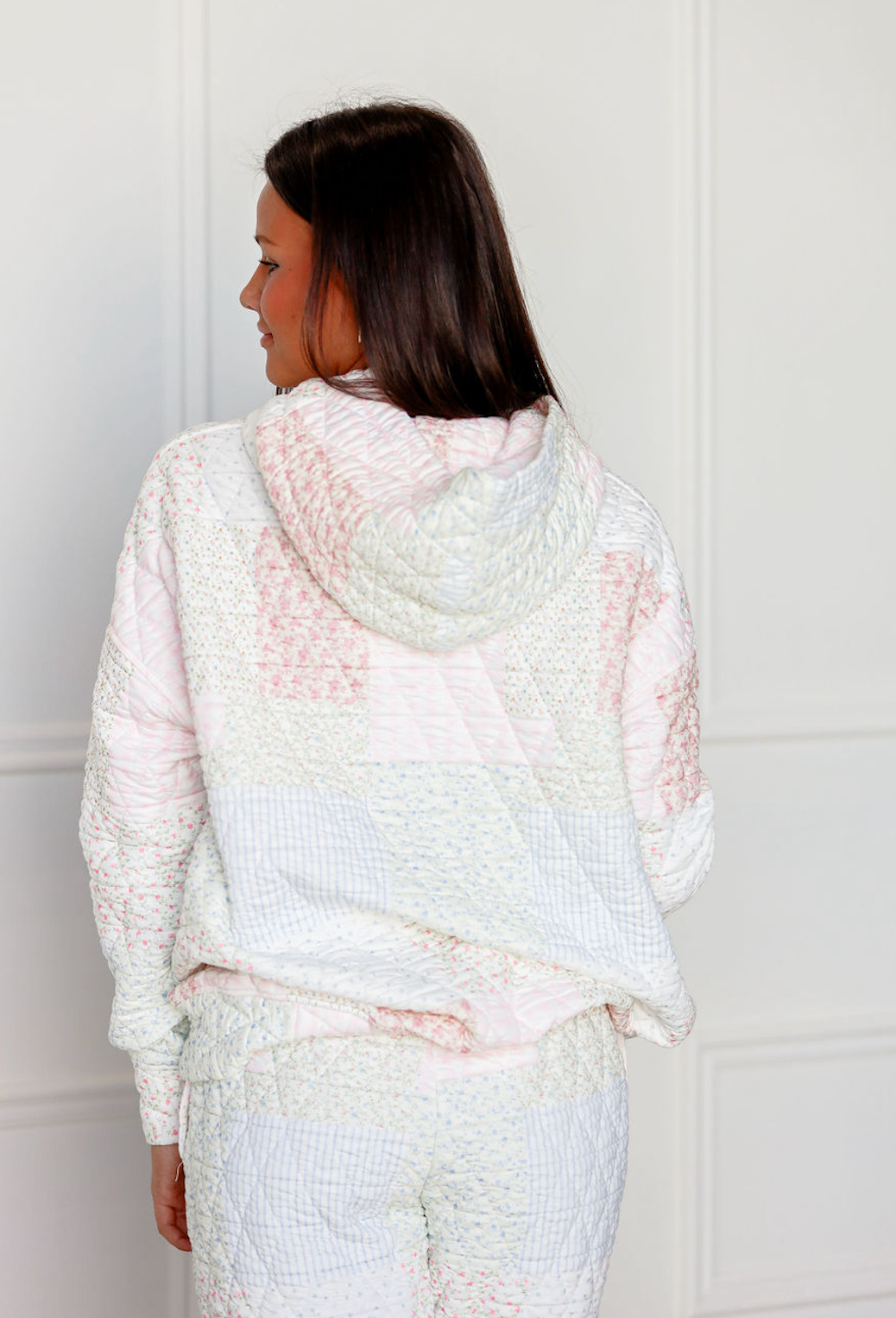 Floral Quilted Patchwork Hoodie