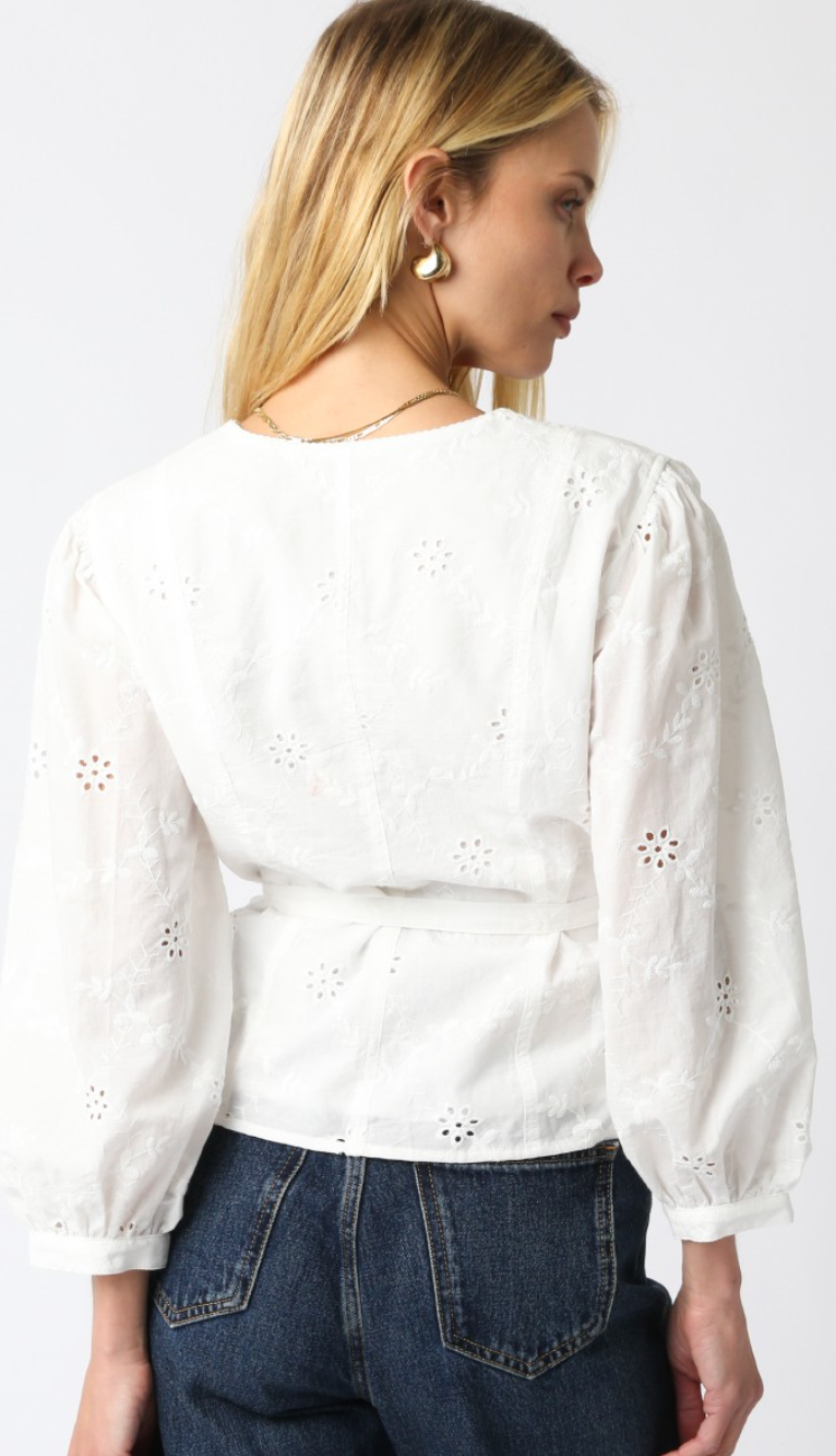 Eyelet Belted Shirt White