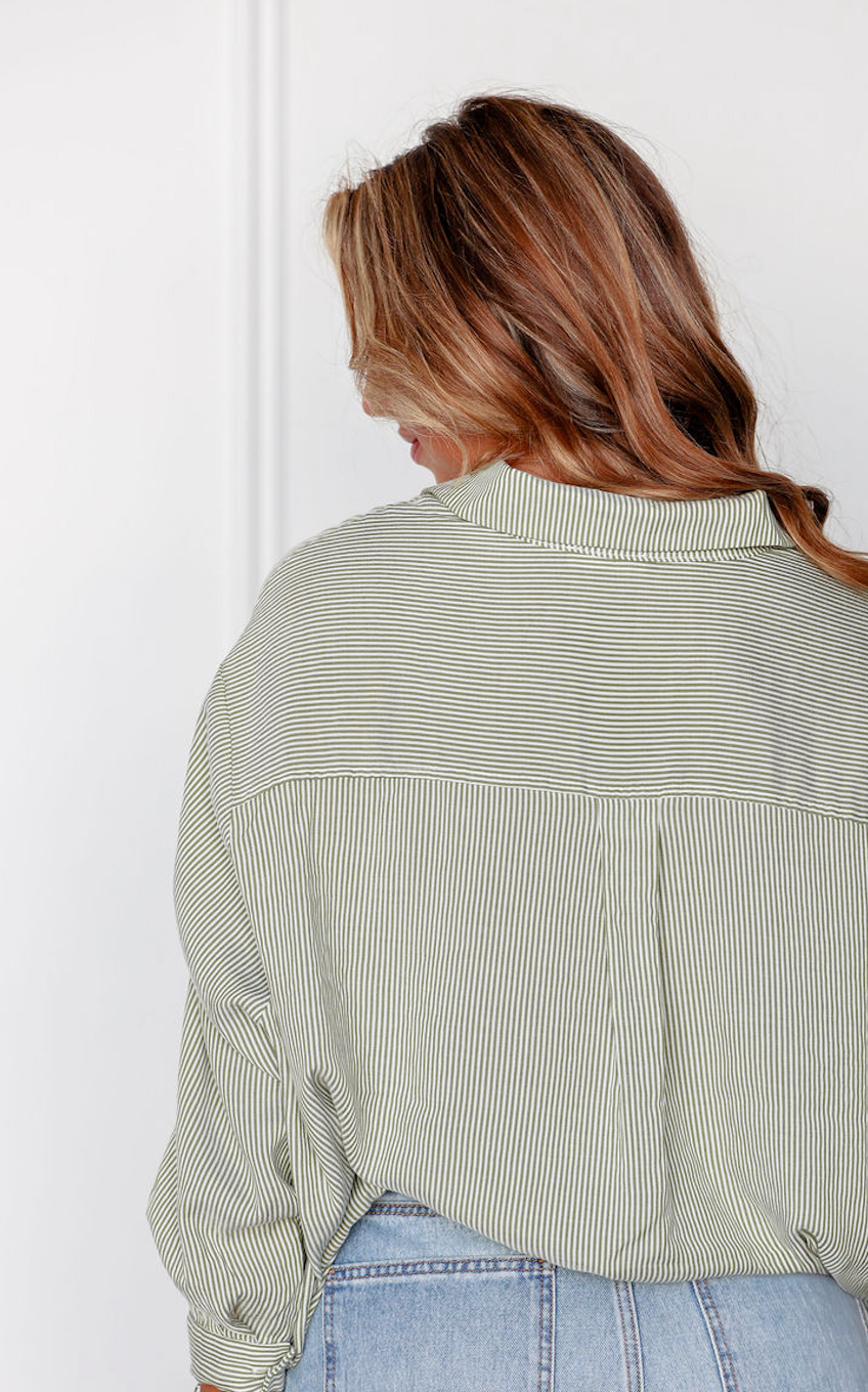 Green Striped Slouchy Top