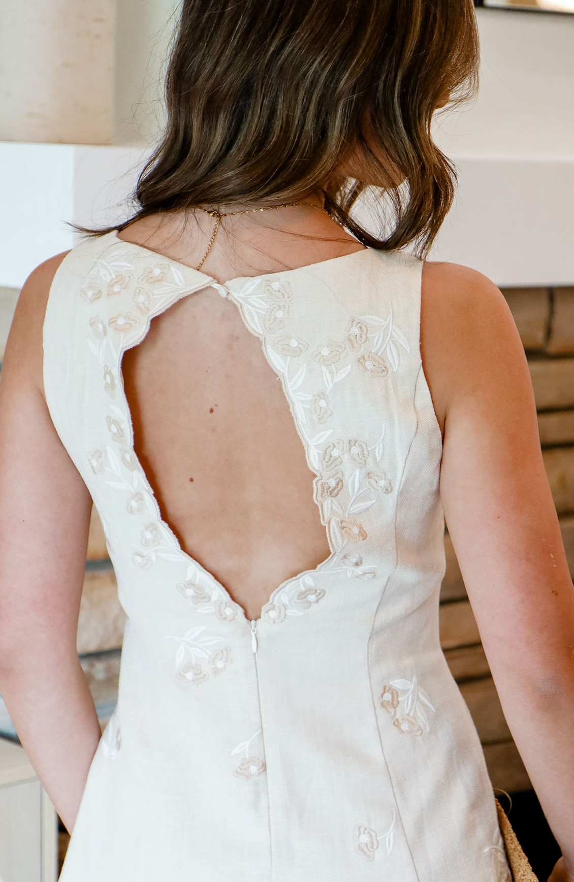 Cici Embroidered Square Neck Dress
