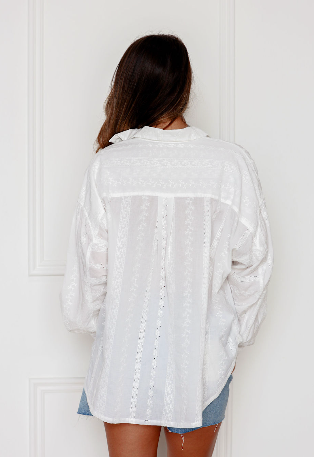 Eyelet Button Down Shirt