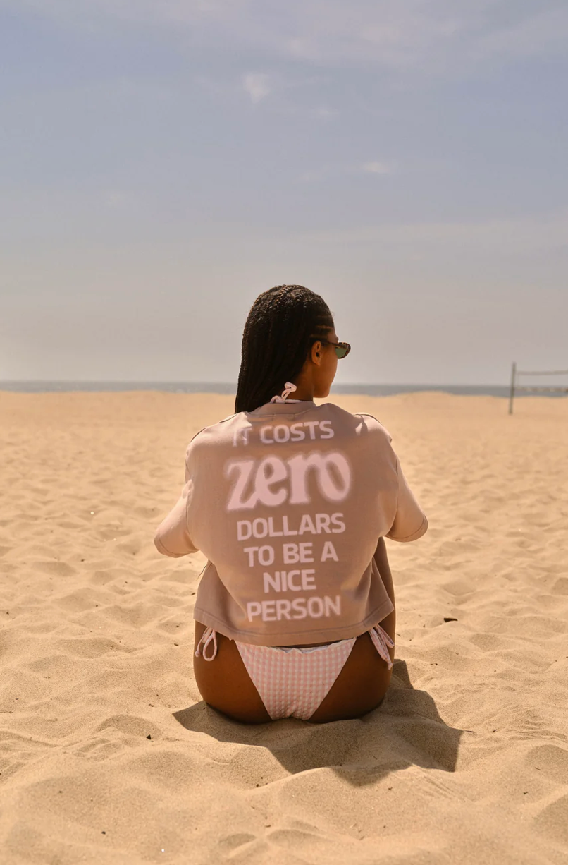It Cost $0 Taupe Short Sleeve Crewneck