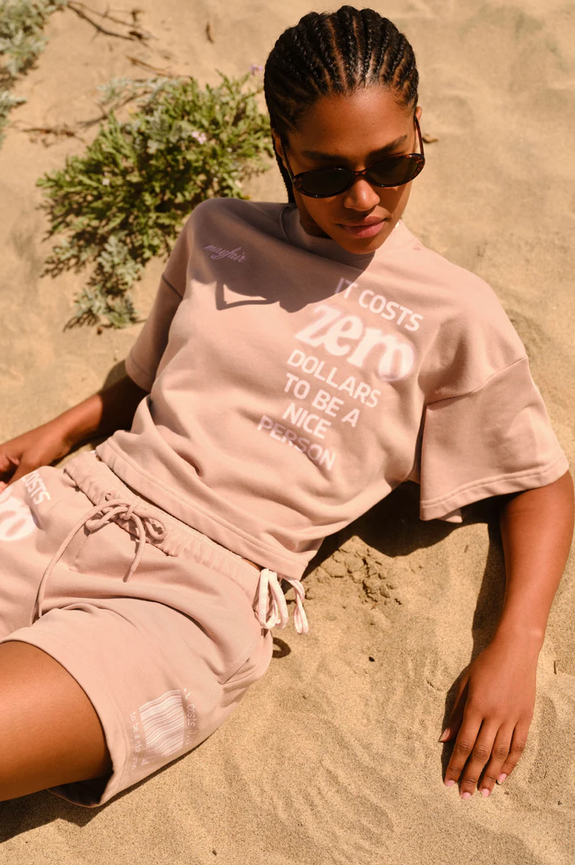 It Cost $0 Taupe Short Sleeve Crewneck