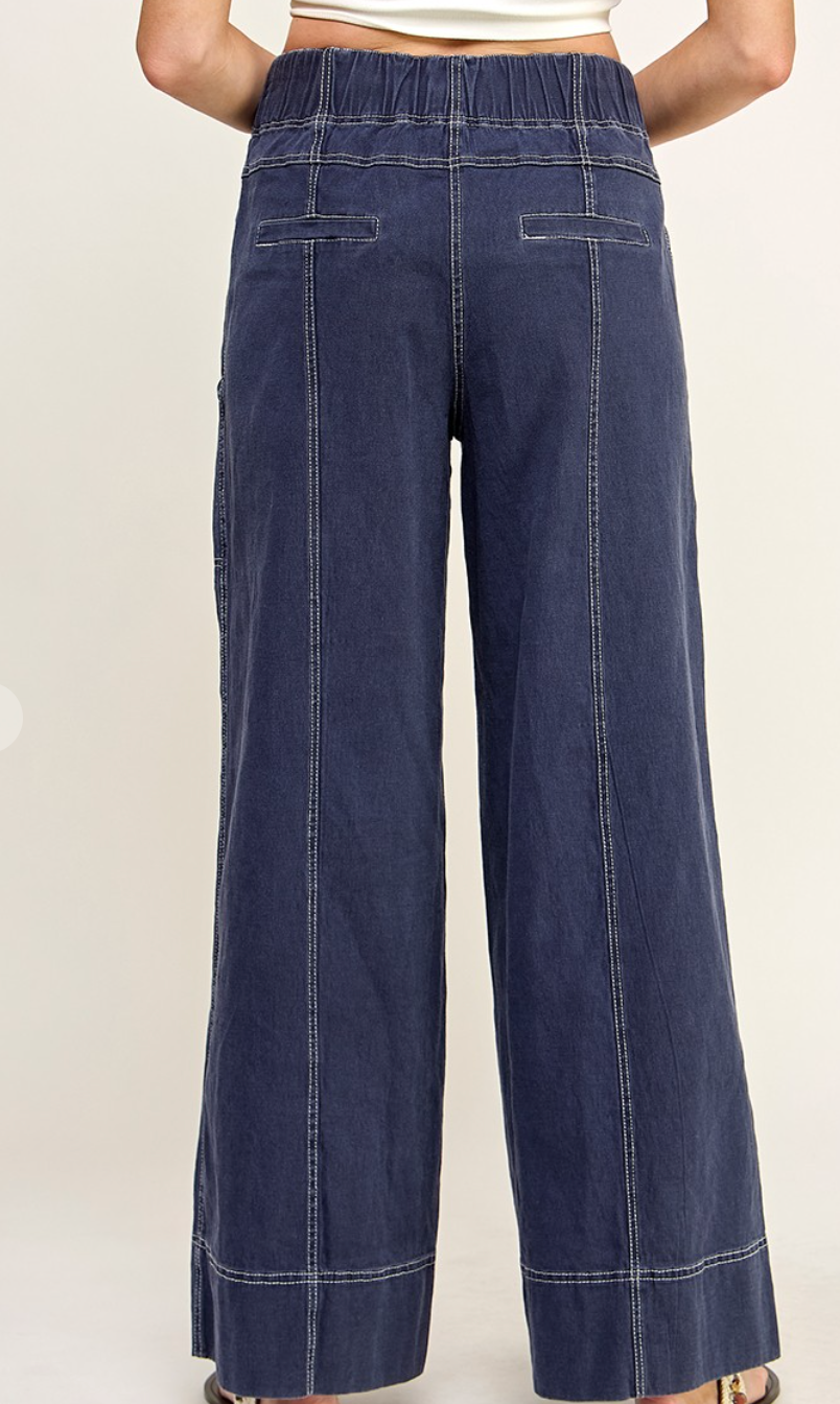 Navy Cotton Twill Pants