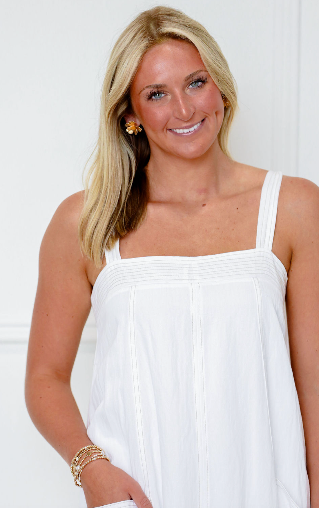Solid White Stitch Maxi Dress