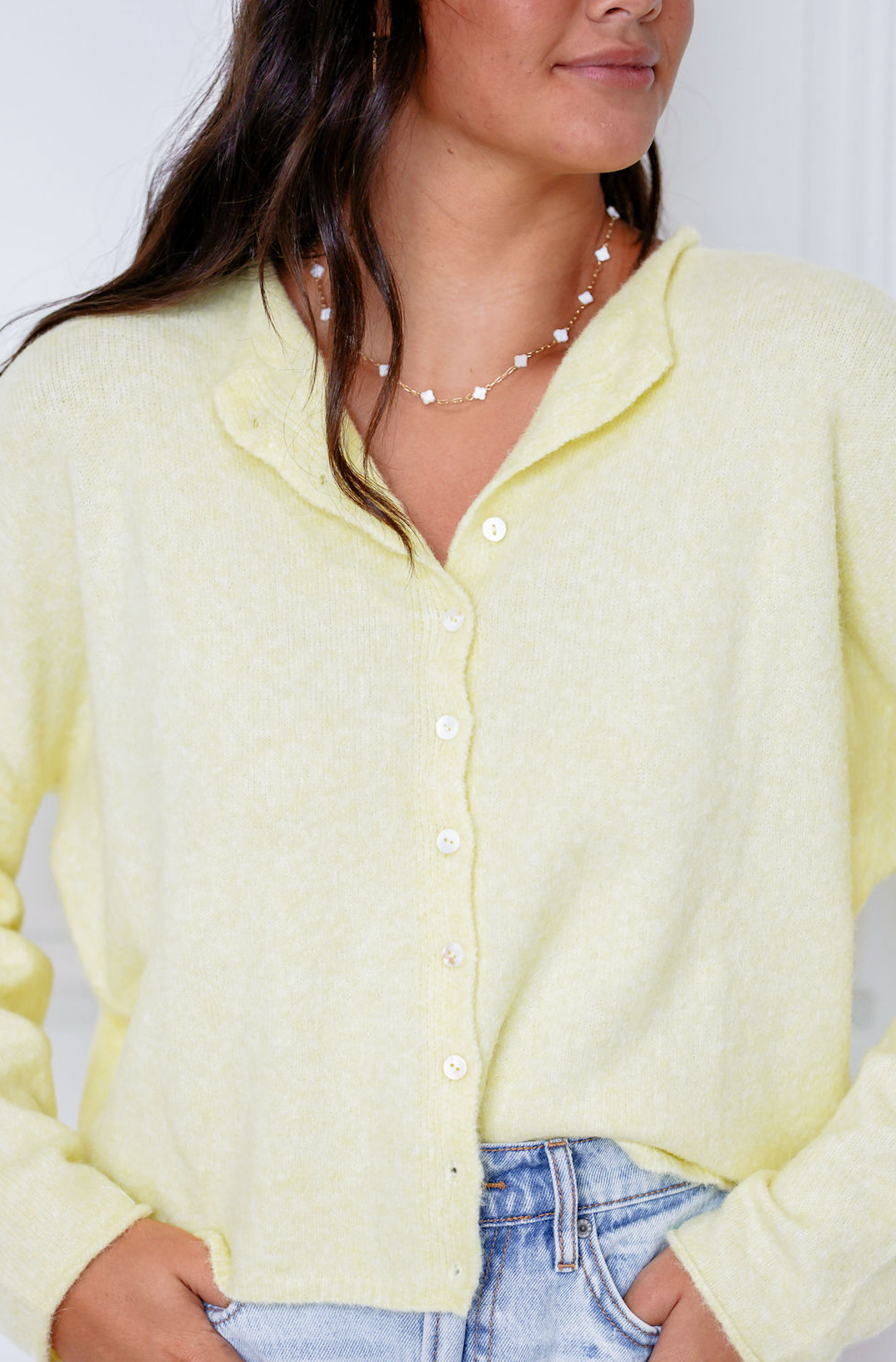 Butter Yellow Button Up Sweater