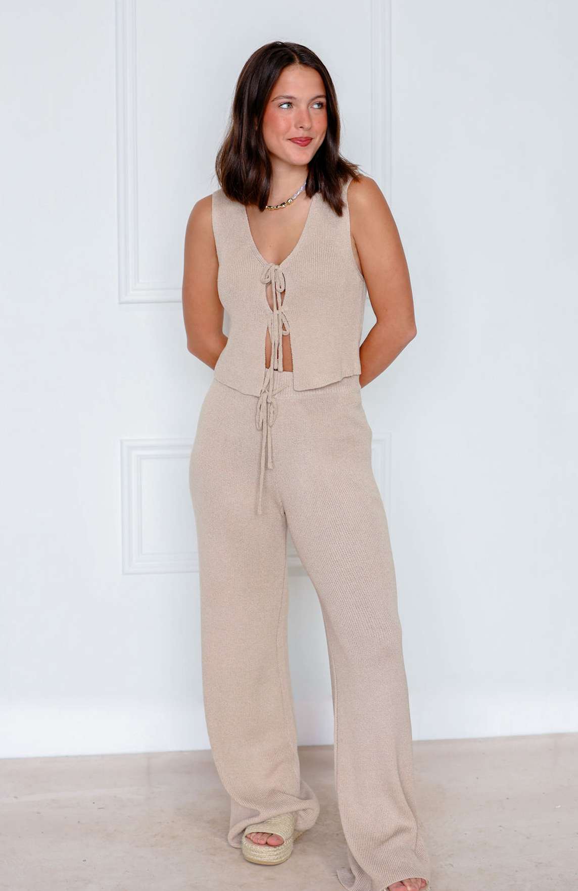 Mocha Knit Vest & Pants Set of 2
