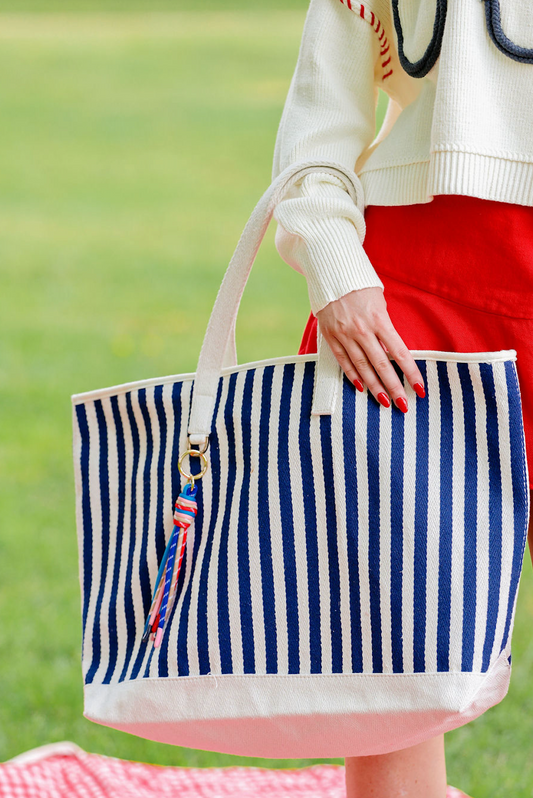 Morgan Navy Stripe Tote