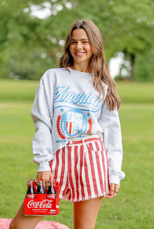 Red Stripe Twill Shorts