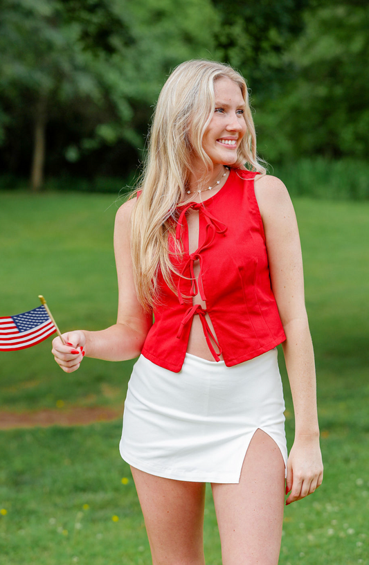 Red Tie Detail Vest
