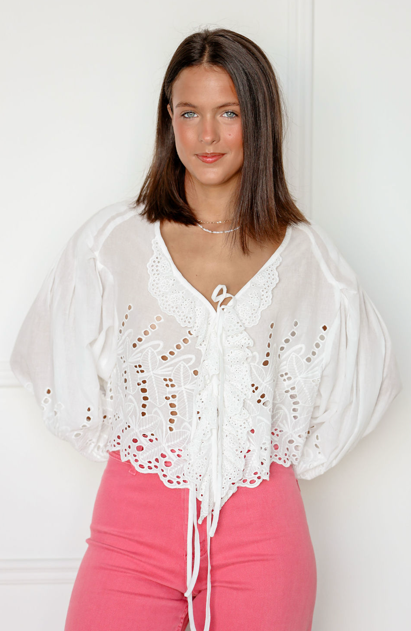Scallop Eyelet Blouse
