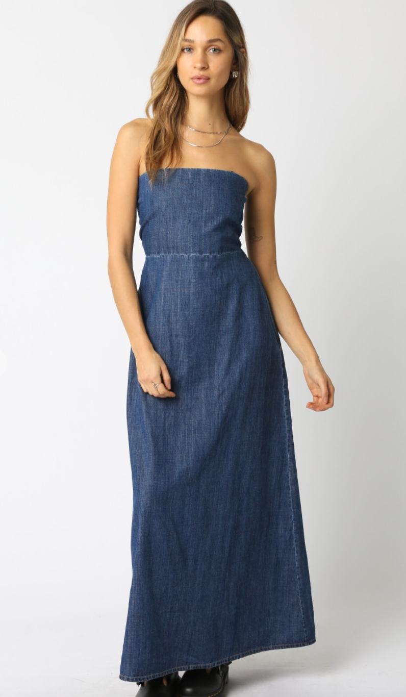 Dark Denim Strapless Maxi Dress