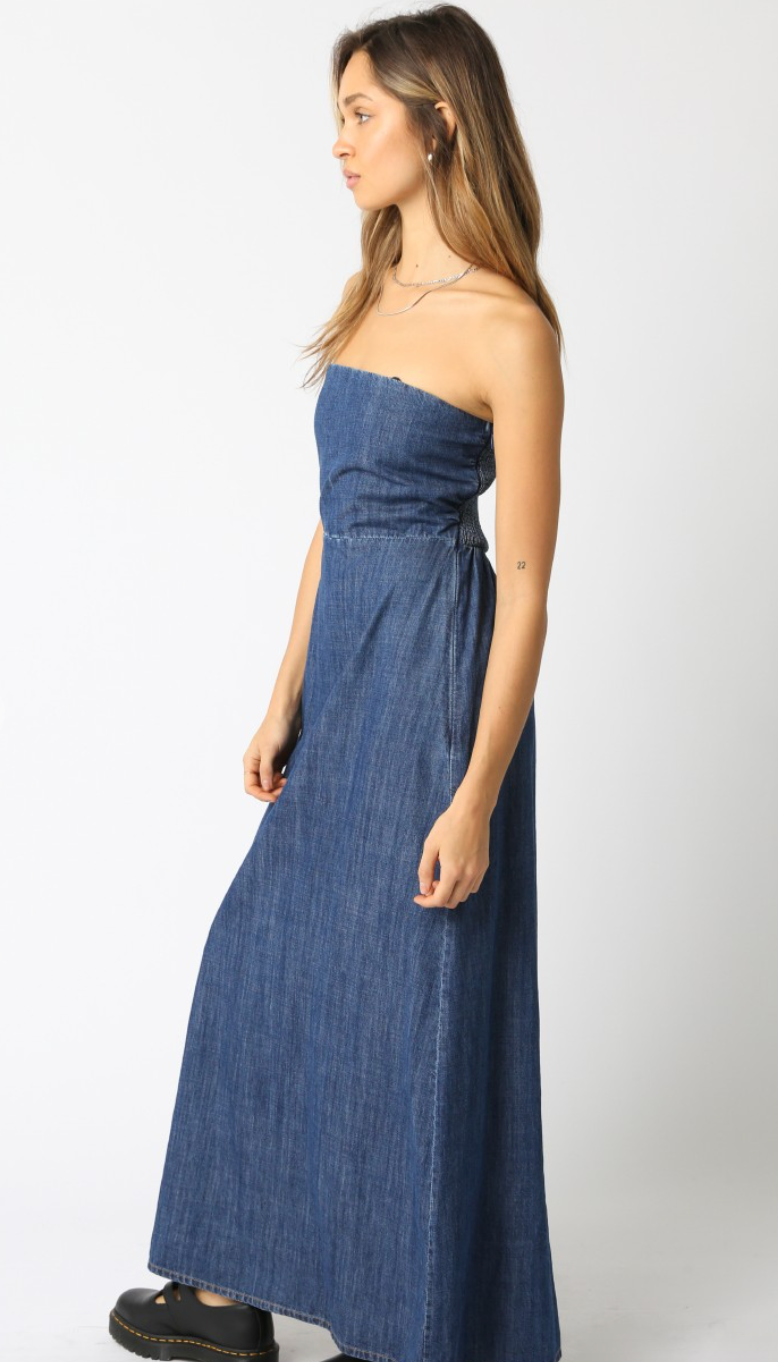 Dark Denim Strapless Maxi Dress