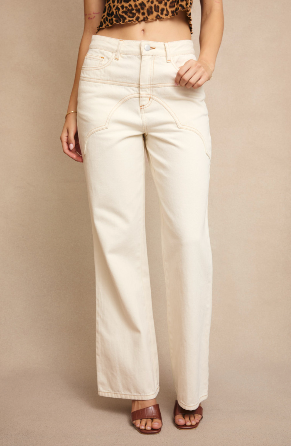 Seam Detail High Waist Pants