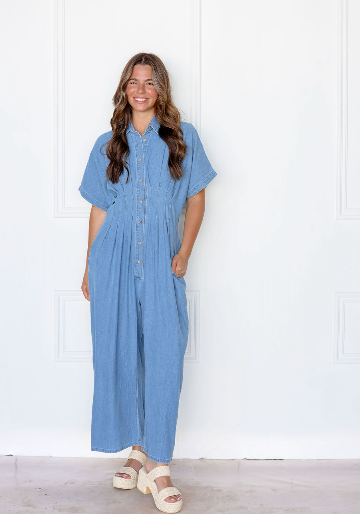 Denim Button Down Jumpsuit