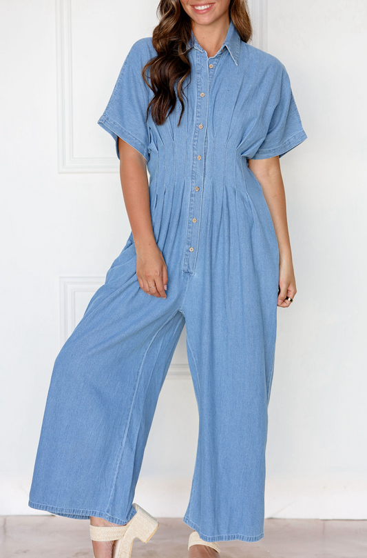 Denim Button Down Jumpsuit