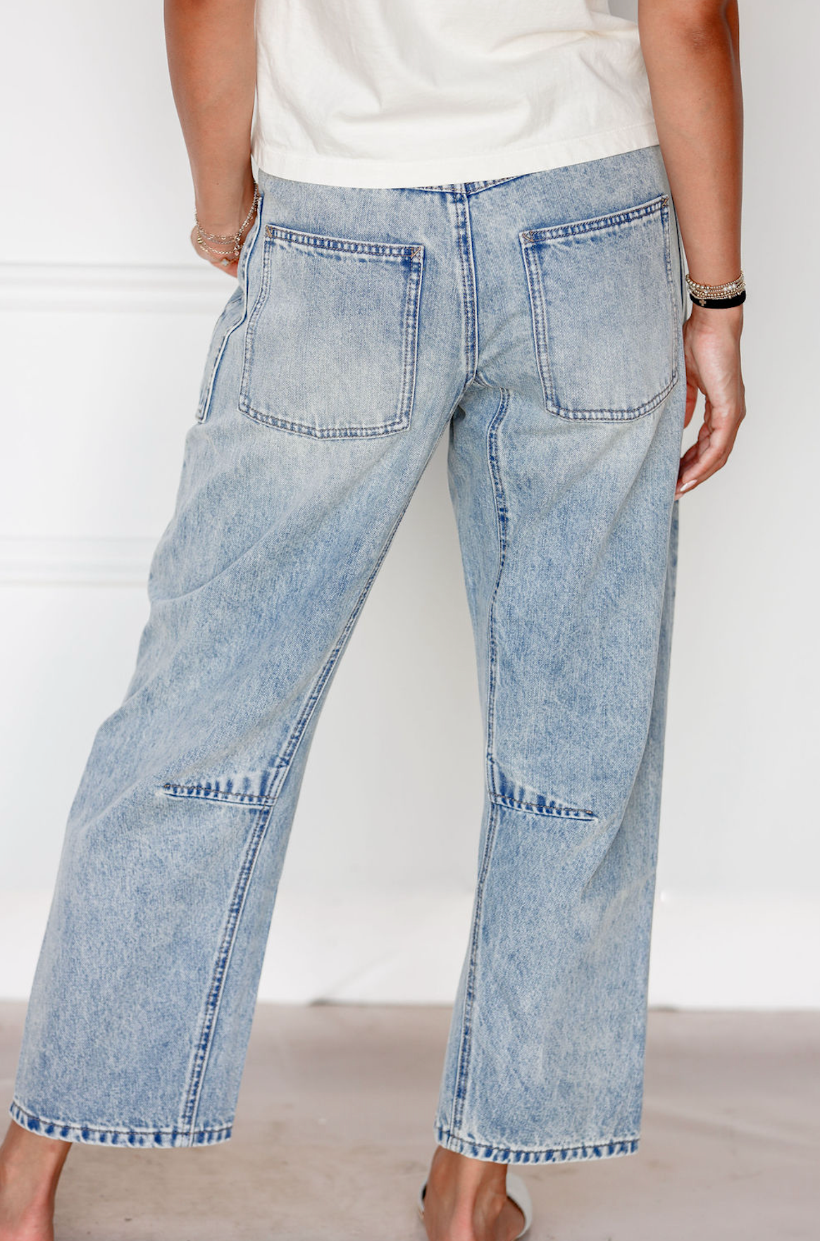 Denim Drawstring Barrel Jeans