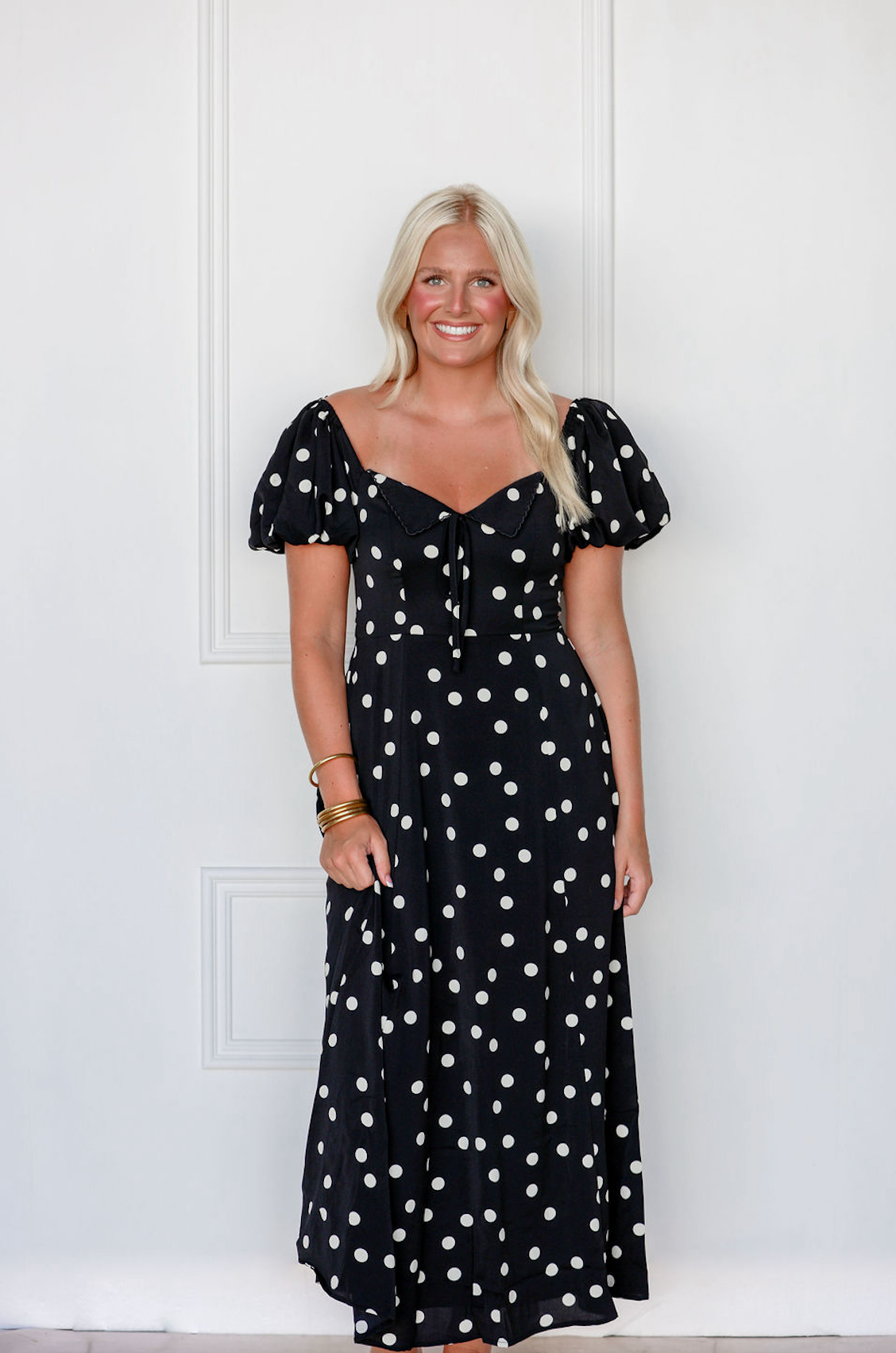 Black Polka Dot Midi Dress