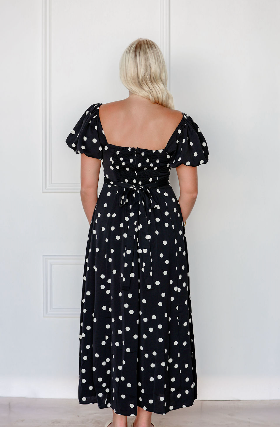 Black Polka Dot Midi Dress