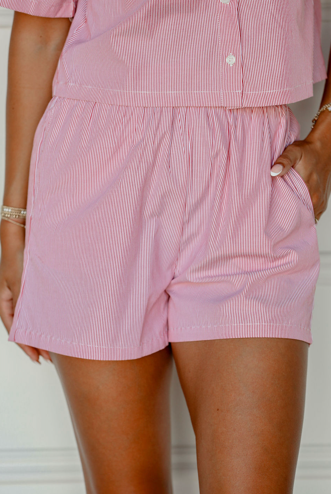 Red/White Stripe Shirt & Shorts Set of 2
