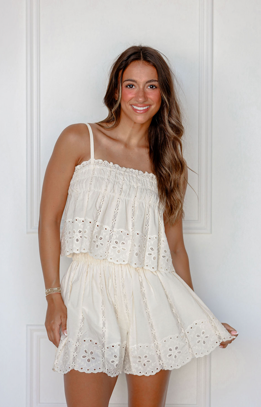 Lace Trim Cami & Shorts Set of 2