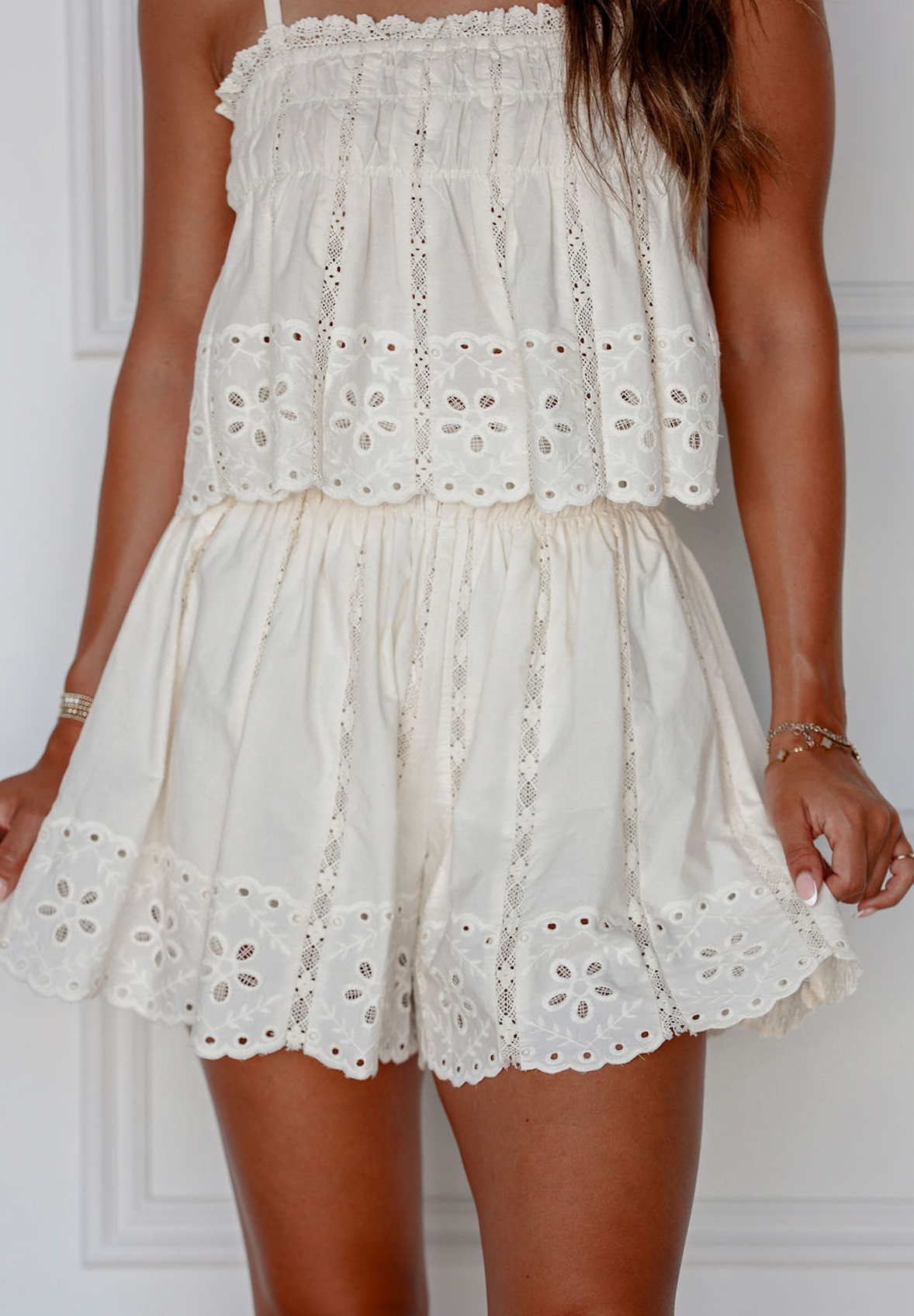 Lace Trim Cami & Shorts Set of 2