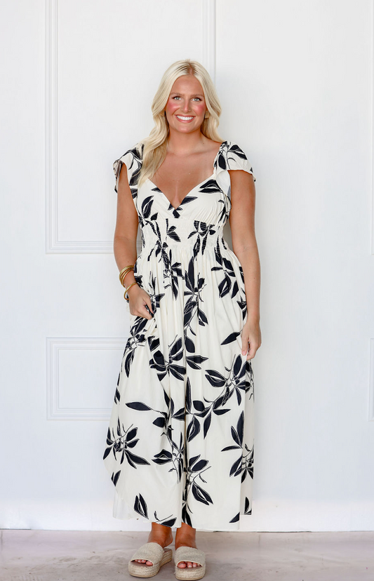 Clarisse Floral Frill Sleeve Dress