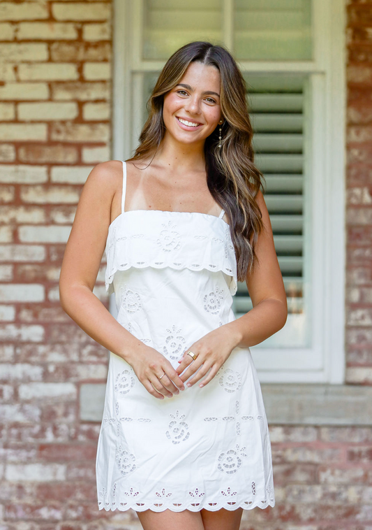 Celine White Embroidered Dress