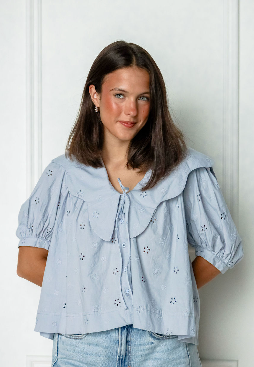 Scallop Collar Blouse Blue