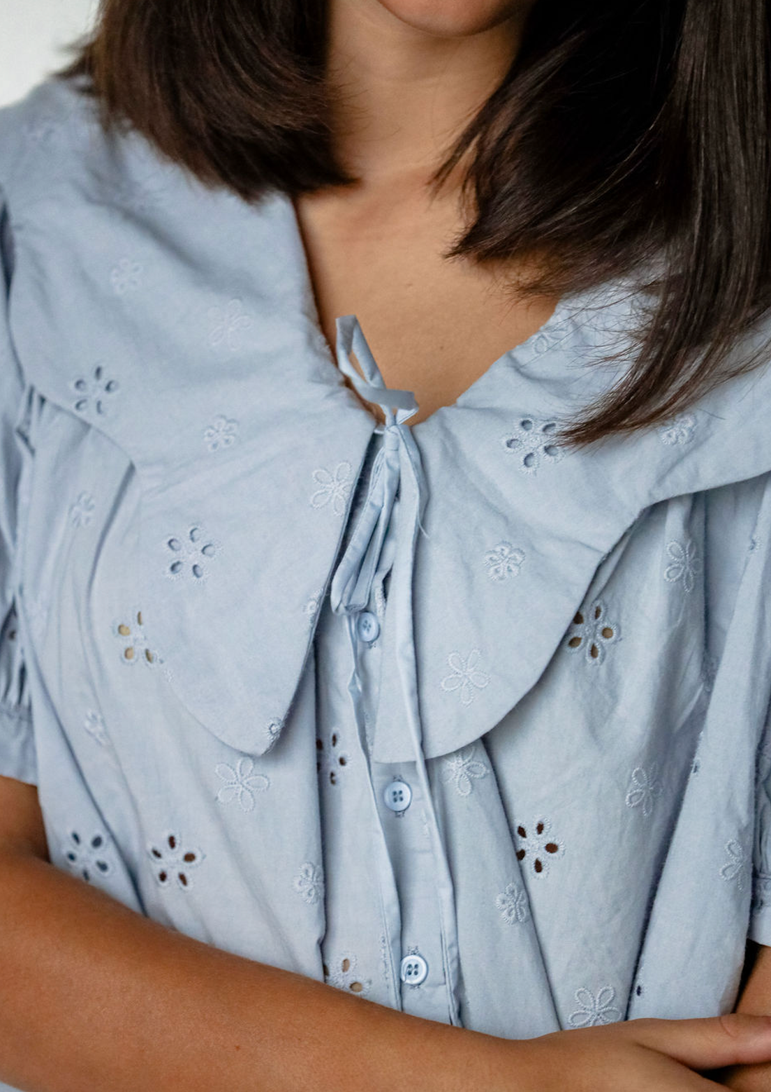 Scallop Collar Blouse Blue