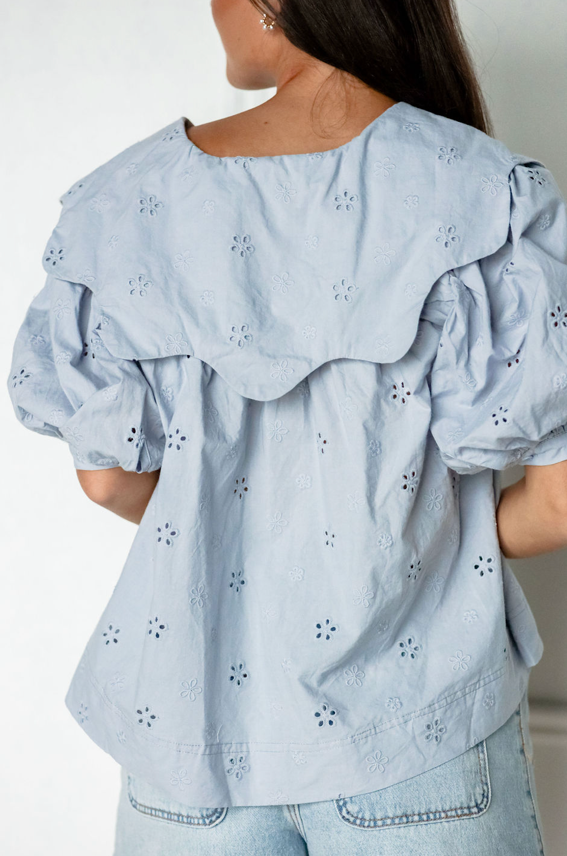 Scallop Collar Blouse Blue