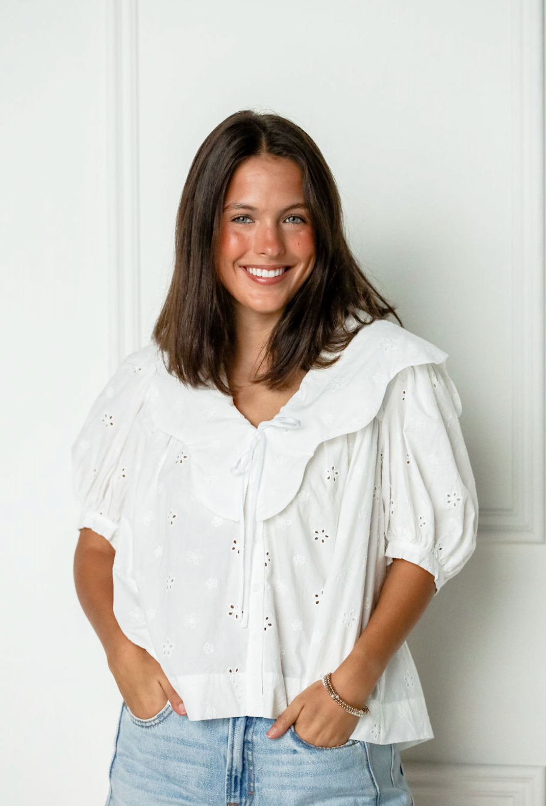 Scallop Collar Blouse White