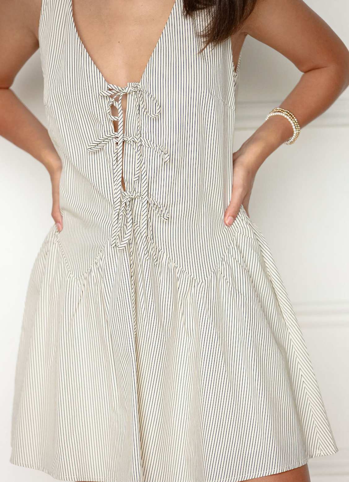 Nat Pinstripe Ties Dress