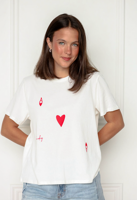 Ace of Hearts Graphic Tee White
