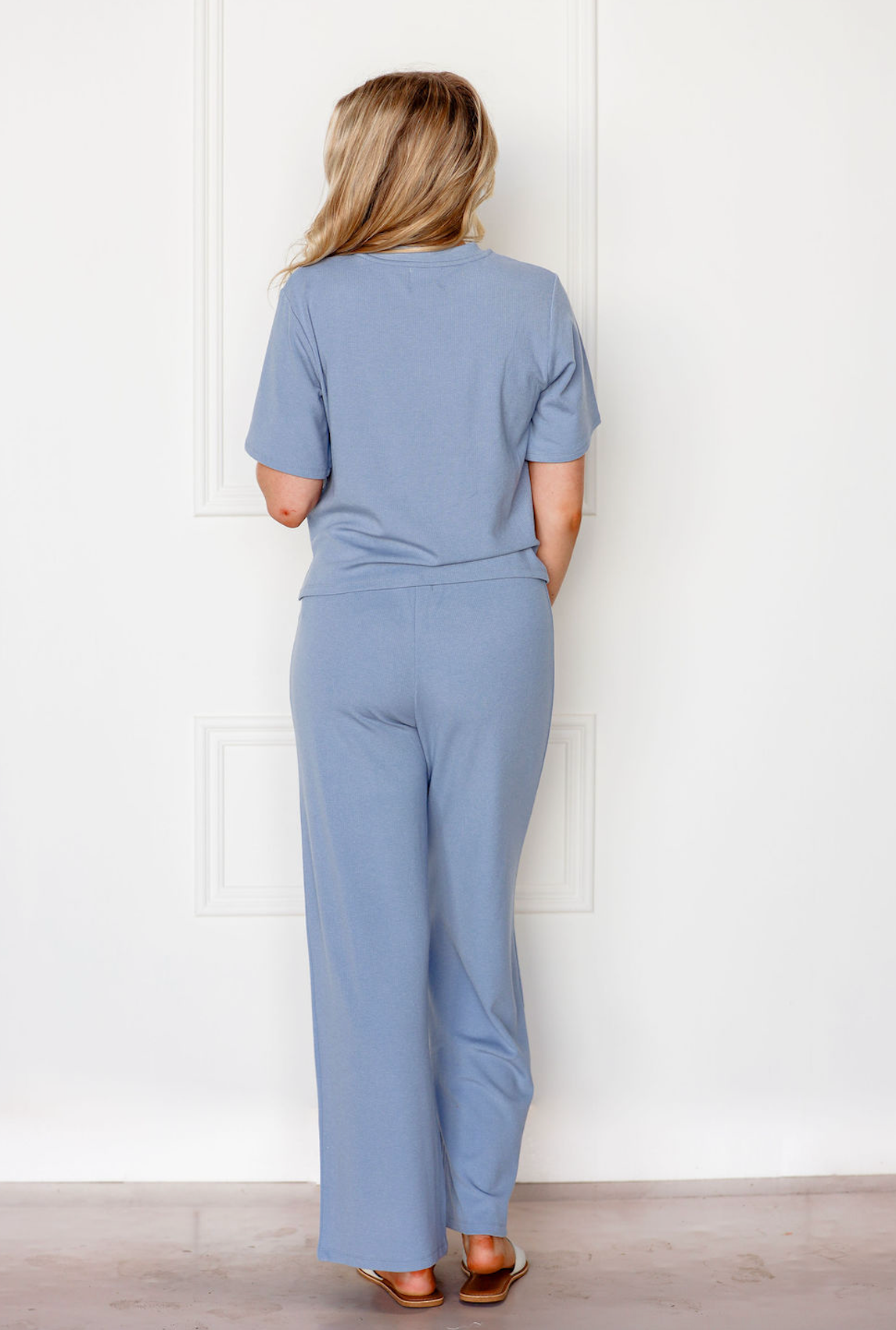 Ribbed Lounge Top & Pants Sky Set of 2