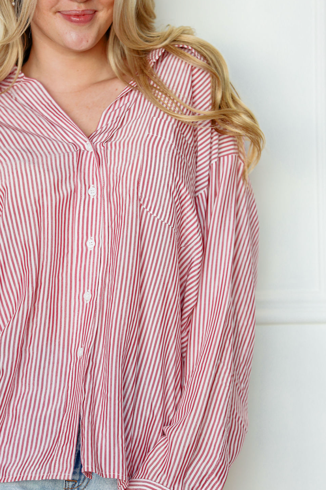 Burgundy Striped Oversize Shirt