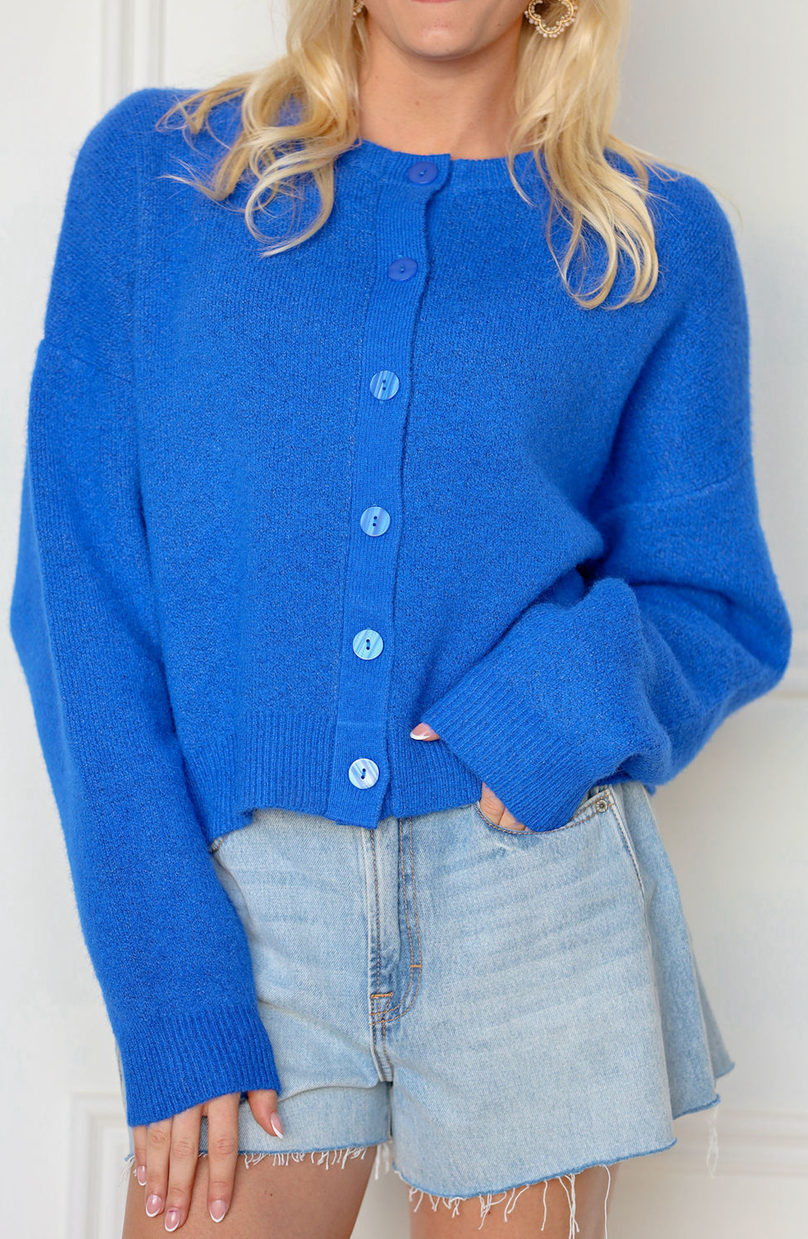 Rory Button Down Cardigan Blue