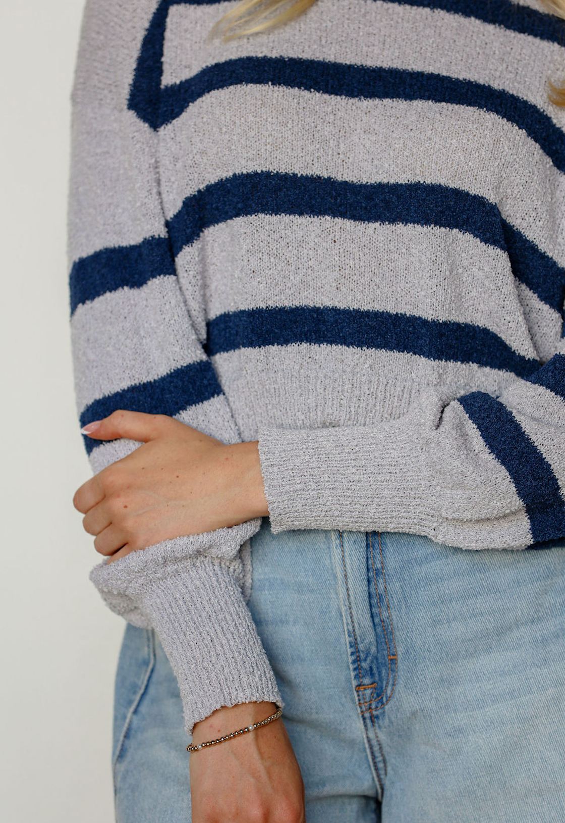 Grey/Navy Stripe Sweater