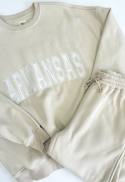 Arkansas Varsity Sweatshirt Sandstone - Clothe Boutique