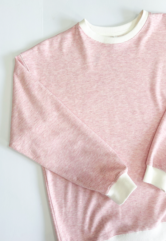 Striped Knit Pullover Pink