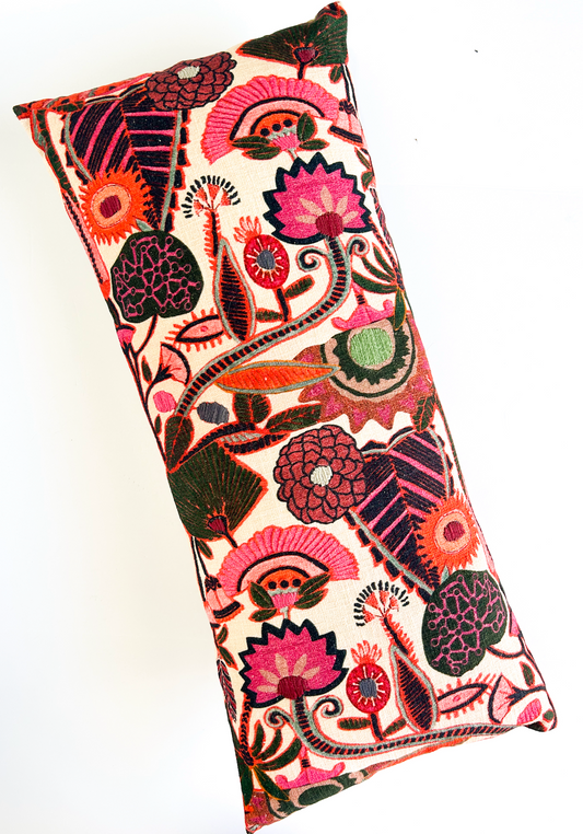 Embroidered Lumbar Pillow