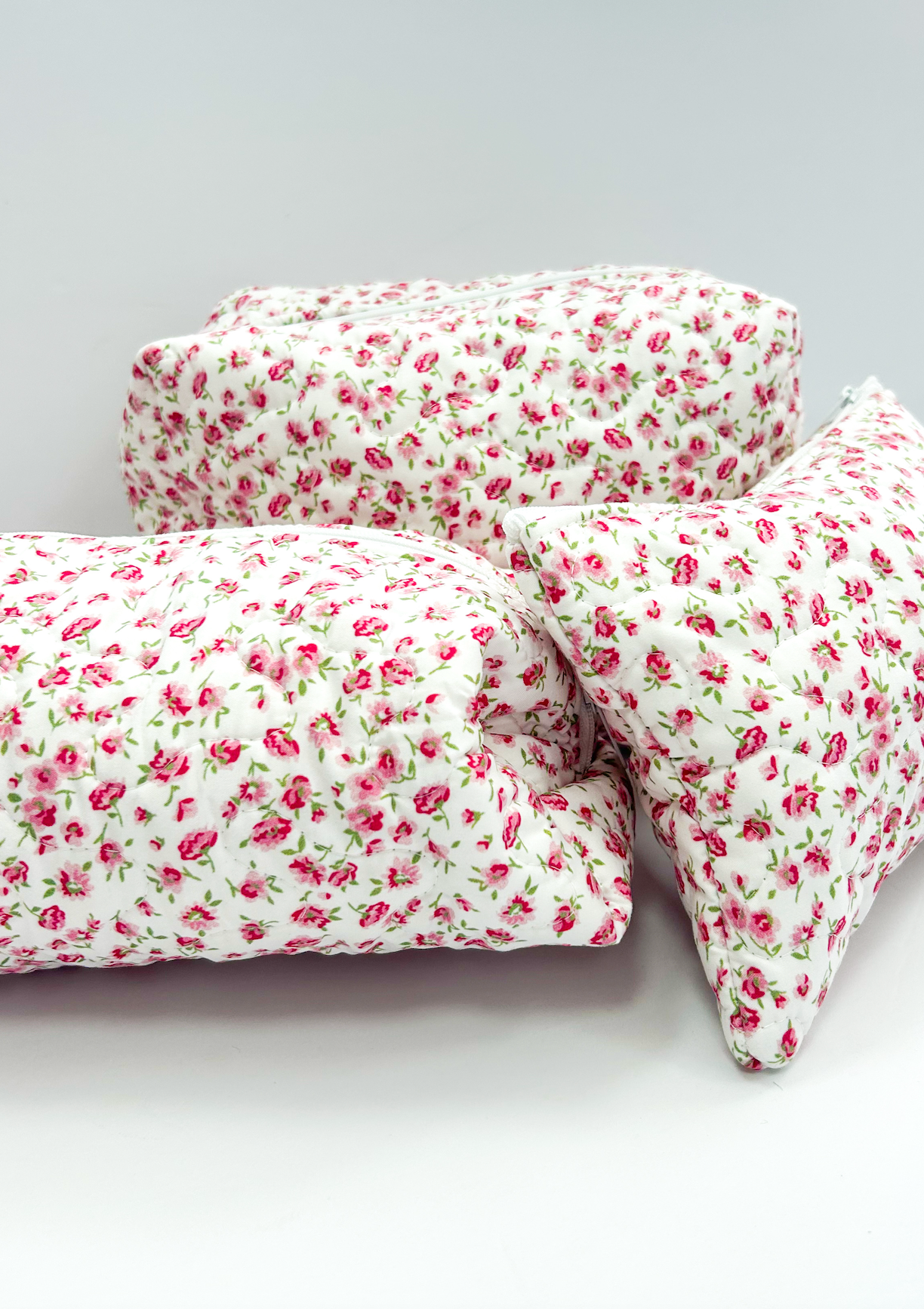 Tricia Pink Floral Quilted Makeup Bag