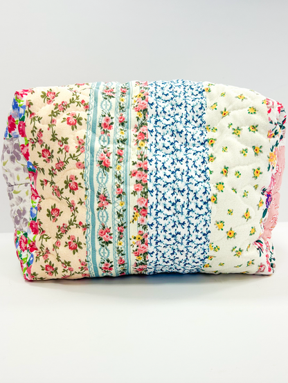 Paige Patchwork Quilted Makeup Bag L - Clothe Boutique
