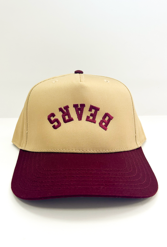 Upside Down Bears Vintage Trucker Khaki/Maroon