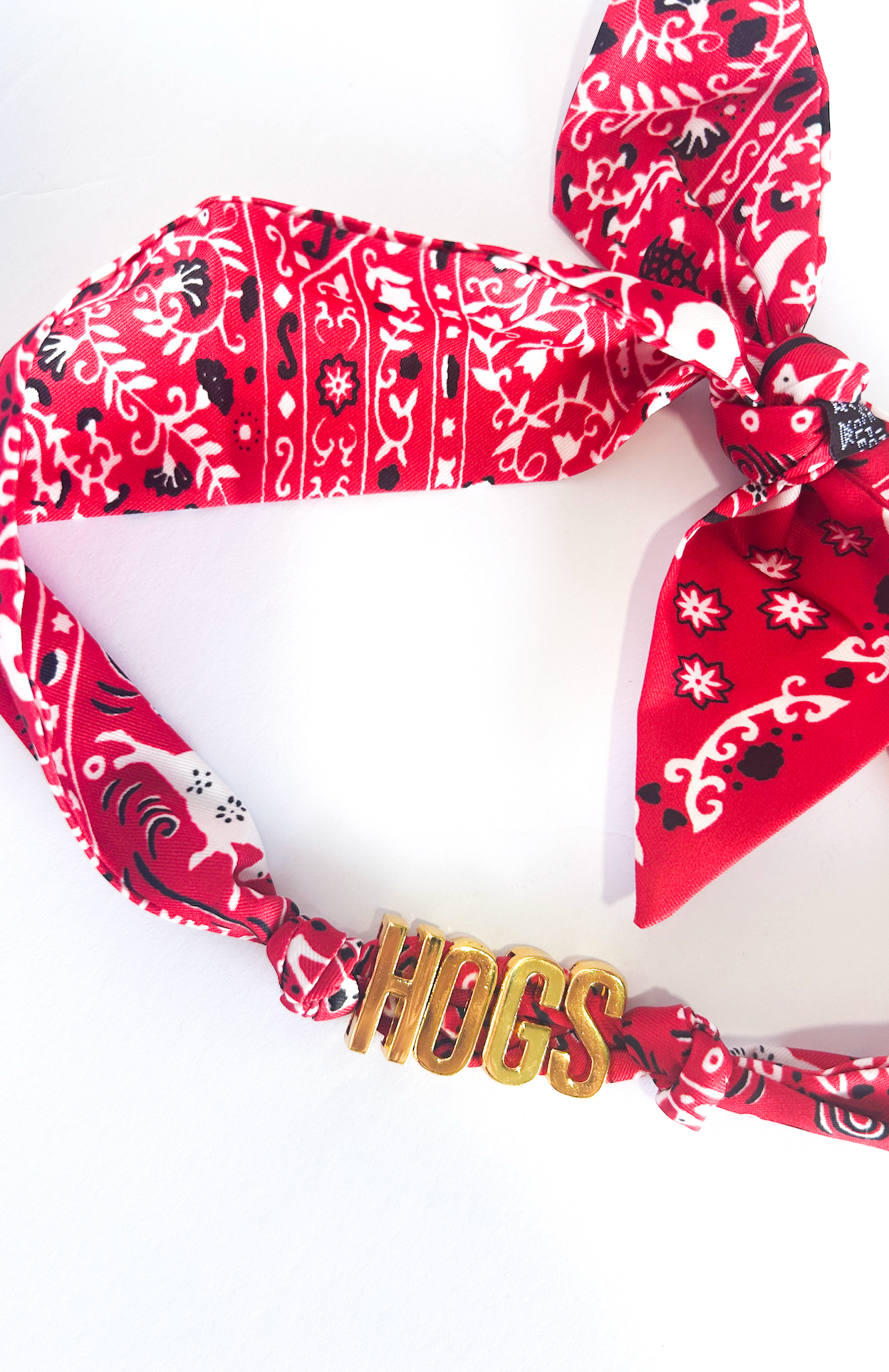 Red Bandana "HOGS" Scarf Necklace