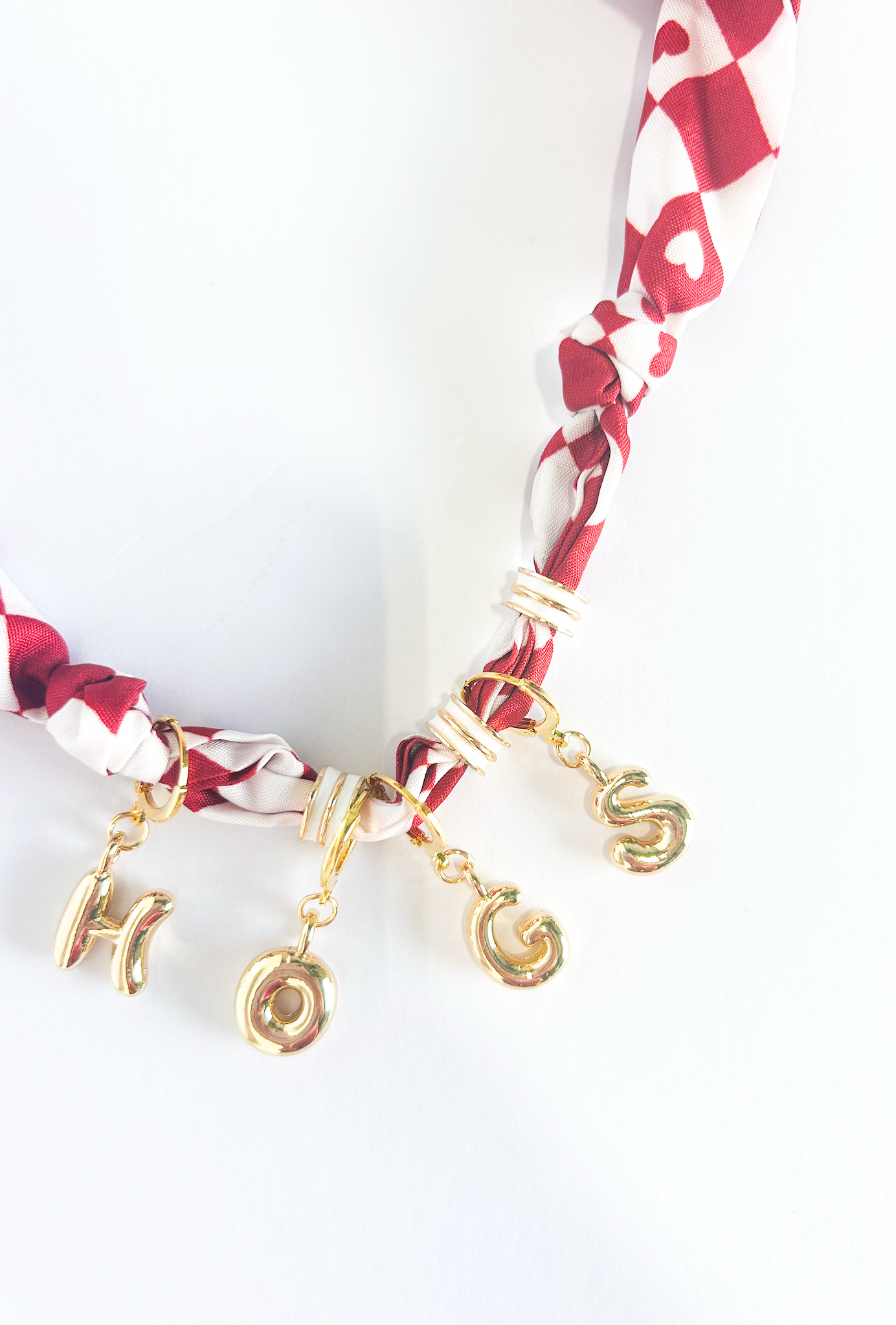 "HOGS" Bubble Letter Scarf Necklace