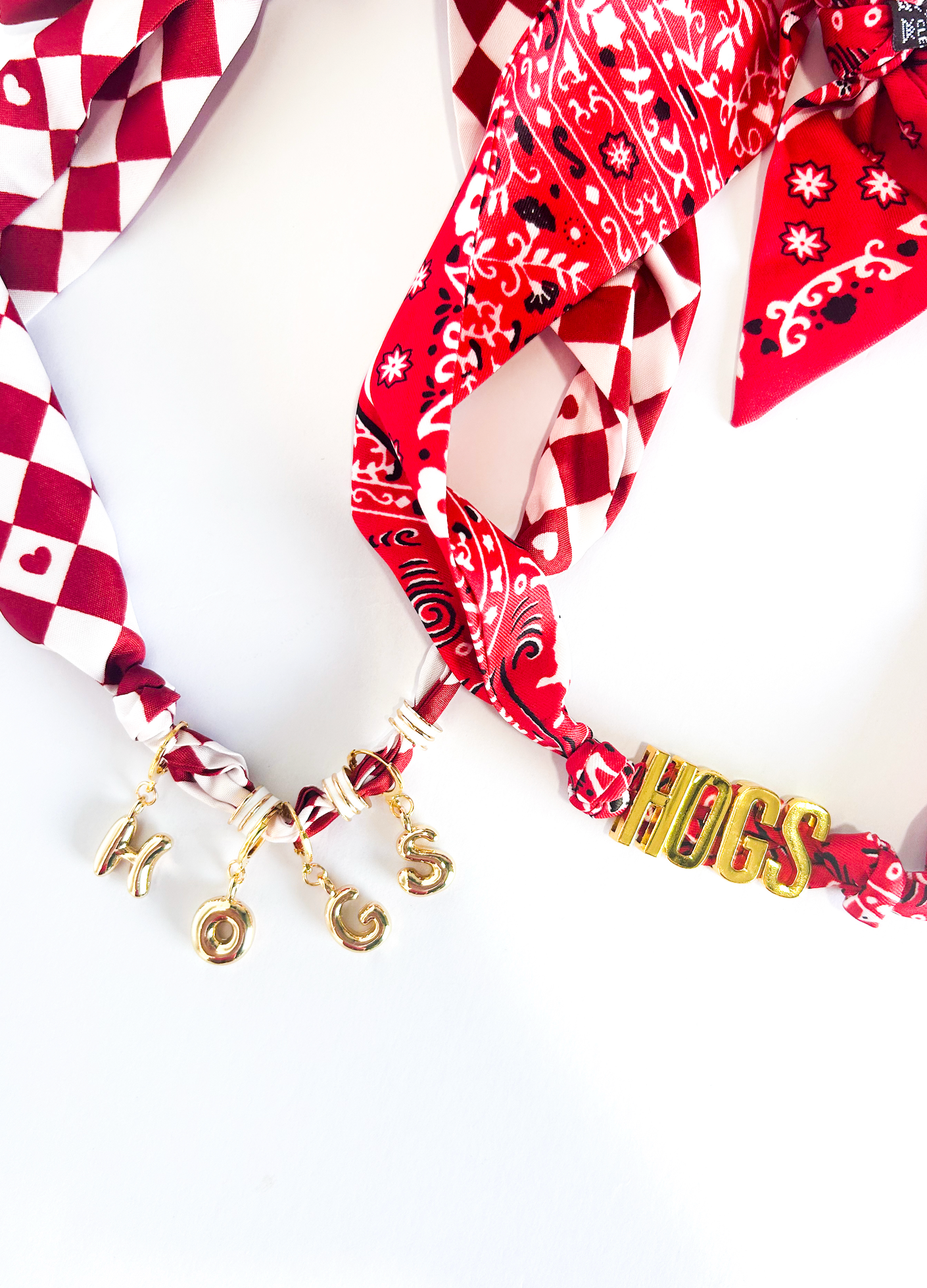 Red Bandana "HOGS" Scarf Necklace