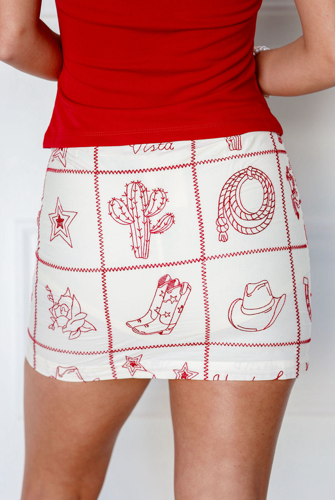 Western Embroidered Mini Skirt