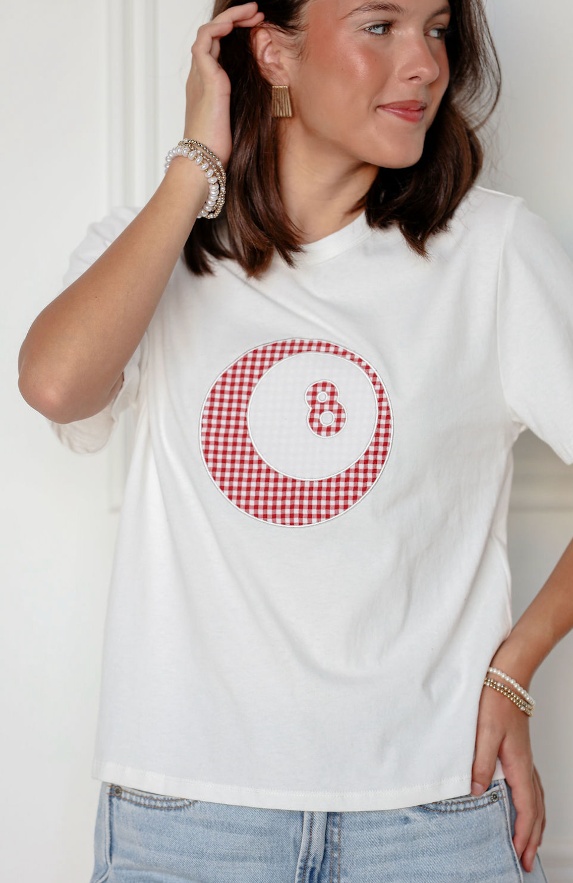 Gingham Lucky 8Ball Tee
