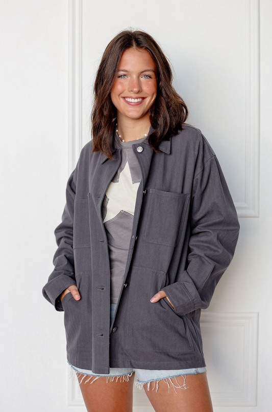 Ava Charcoal Oversized Jacket
